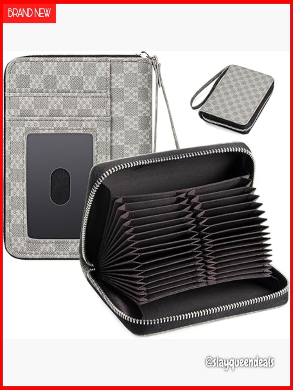 Large RFID Blocking Leather Card Holder with 24 Slots and Zipper Closure